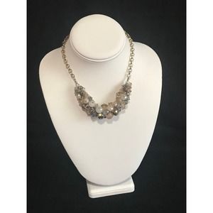 Vintage Multi Colored Glass Beaded Necklace‎ Aurora Borealis Gold Chain